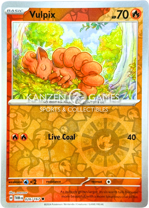 Vulpix (026/167) Reverse Holofoil [SV06: Twilight Masquerade]