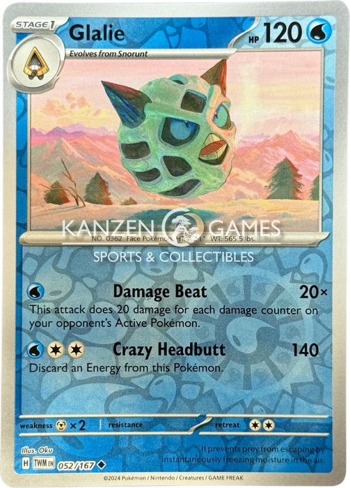 Glalie (052/167) Reverse Holofoil [SV06: Twilight Masquerade]