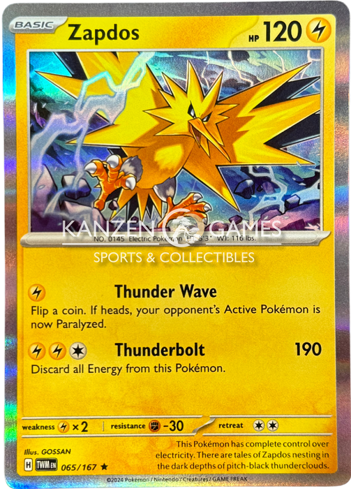 Zapdos (065/167) Holofoil [SV06: Twilight Masquerade]