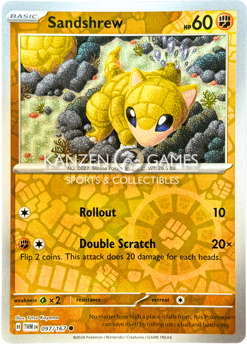 Sandshrew (097/167) Reverse Holofoil [SV06: Twilight Masquerade]