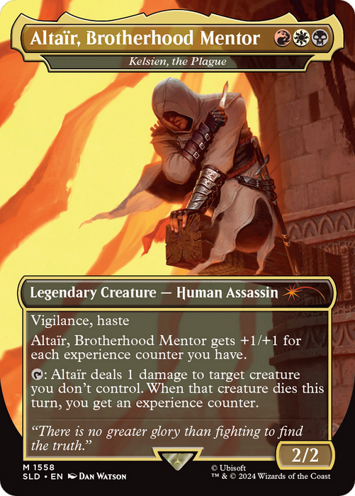 Kelsien, the Plague / Altaïr, Brotherhood Mentor (Borderless) [SLD-1558] Foil - Secret Lair Drop