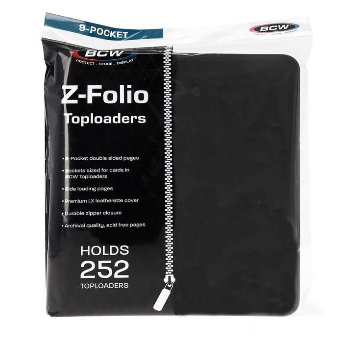 BCW Z-Folio 9-Pocket LX Album - Toploaders Binder - Black