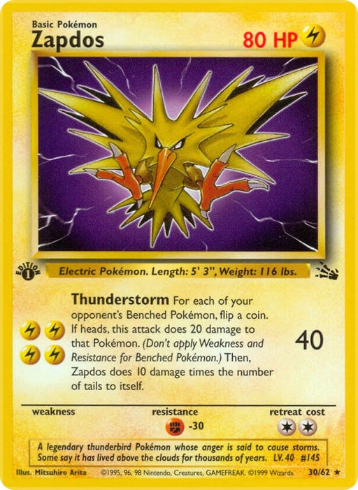 Image for Zapdos (30) (30/62) (Unlimited) [Fossil] - Pokemon