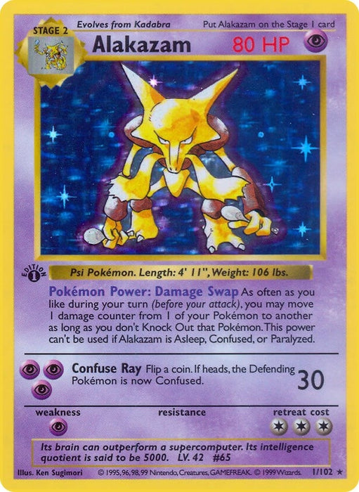 Image for Alakazam (001/102) (Unlimited Holofoil) [Base Set (Shadowless)] - Pokemon