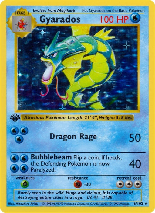 Image for Gyarados (006/102) (Unlimited Holofoil) [Base Set (Shadowless)] - Pokemon