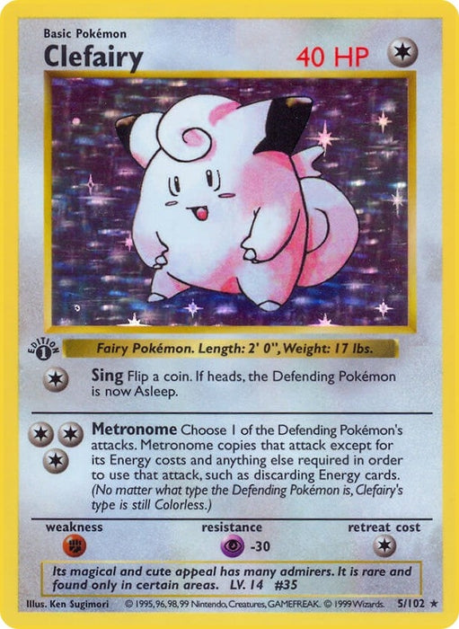 Image for Clefairy (005/102) (Unlimited Holofoil) [Base Set (Shadowless)] - Pokemon
