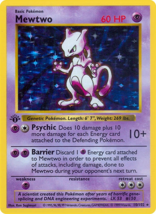 Image for Mewtwo (010/102) (Unlimited Holofoil) [Base Set (Shadowless)] - Pokemon