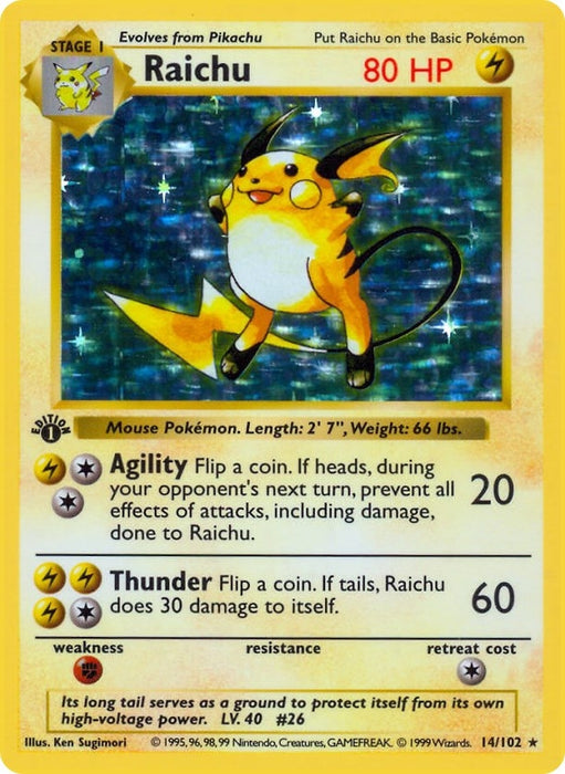 Image for Raichu (014/102) (Unlimited Holofoil) [Base Set (Shadowless)] - Pokemon
