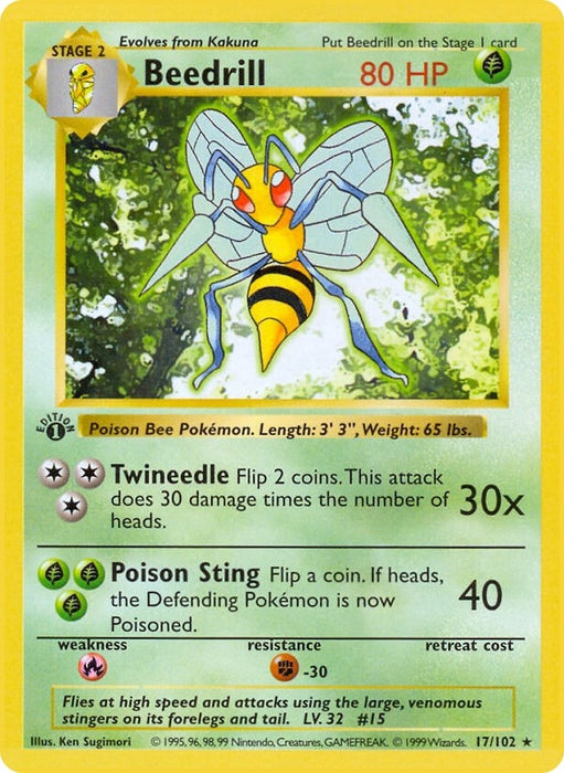 Image for Beedrill (017/102) (1st Edition) [Base Set (Shadowless)] - Pokemon