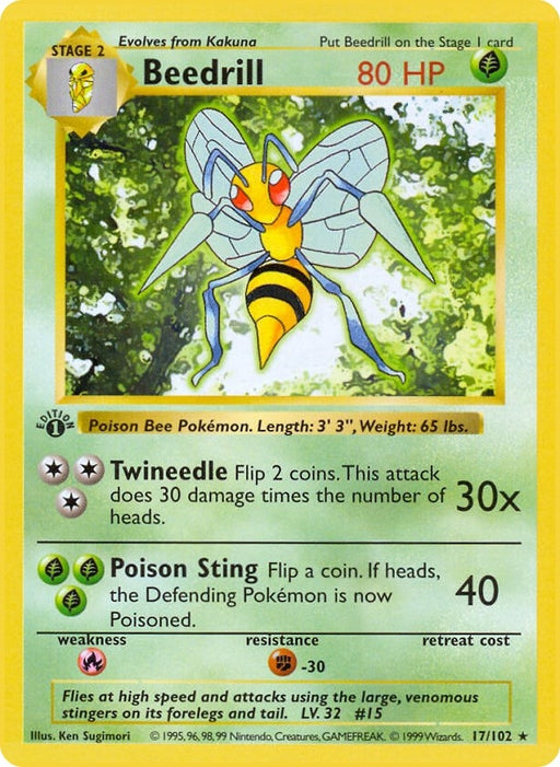 Image for Beedrill (017/102) (Unlimited) [Base Set (Shadowless)] - Pokemon