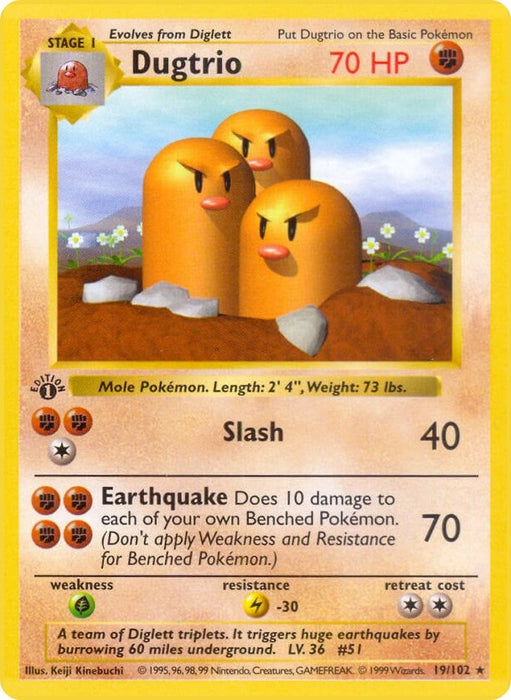 Image for Dugtrio (019/102) (Unlimited) [Base Set (Shadowless)] - Pokemon