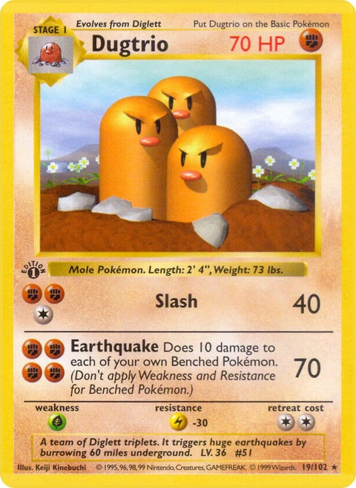 Image for Dugtrio (019/102) (1st Edition) [Base Set (Shadowless)] - Pokemon