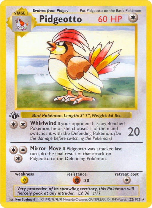 Image for Pidgeotto (022/102) (Unlimited) [Base Set (Shadowless)] - Pokemon
