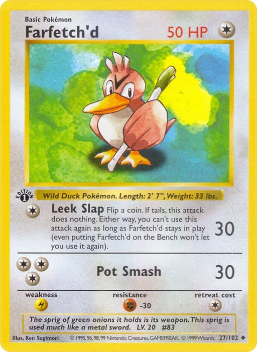 Image for Farfetch'd (027/102) (1st Edition) [Base Set (Shadowless)] - Pokemon