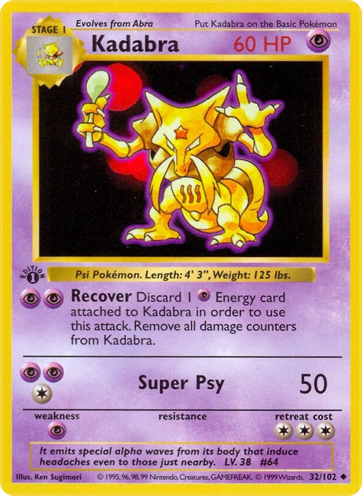 Image for Kadabra (032/102) (Unlimited) [Base Set (Shadowless)] - Pokemon
