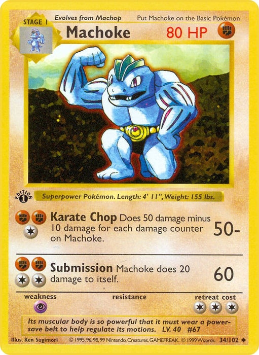Image for Machoke (034/102) (Unlimited) [Base Set (Shadowless)] - Pokemon