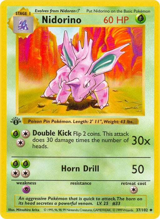 Image for Nidorino (037/102) (1st Edition) [Base Set (Shadowless)] - Pokemon