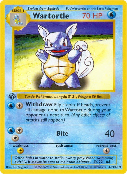 Image for Wartortle (042/102) (Unlimited) [Base Set (Shadowless)] - Pokemon