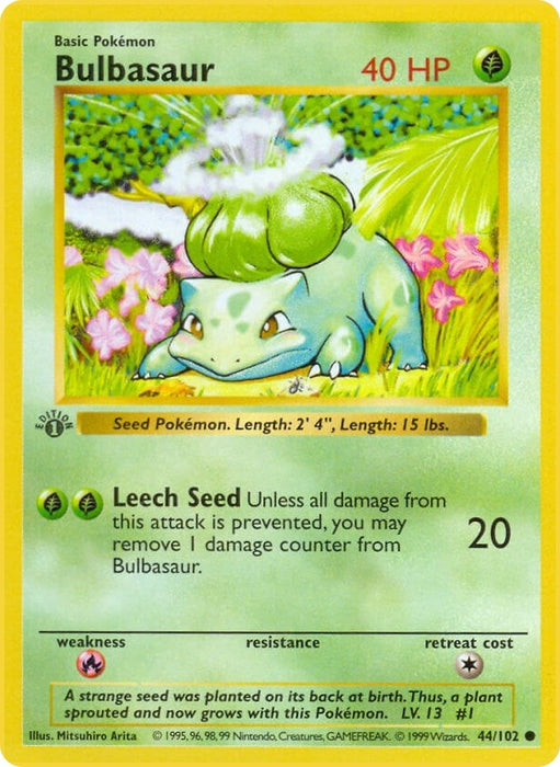 Image for Bulbasaur (044/102) (1st Edition) [Base Set (Shadowless)] - Pokemon