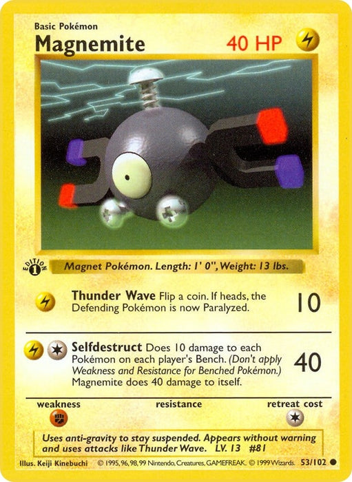 Image for Magnemite (053/102) (1st Edition) [Base Set (Shadowless)] - Pokemon