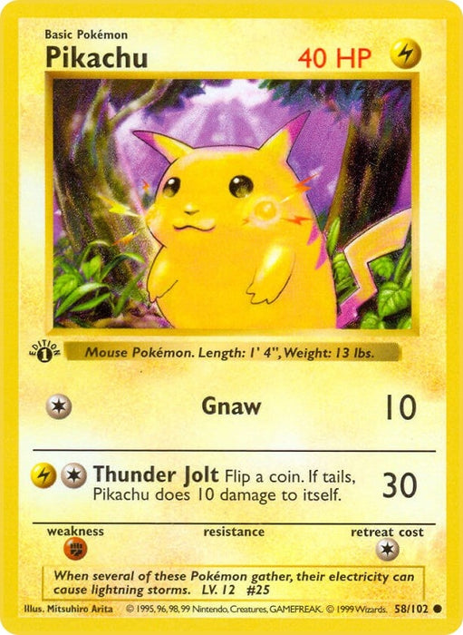 Image for Pikachu (058/102) (1st Edition) [Base Set (Shadowless)] - Pokemon