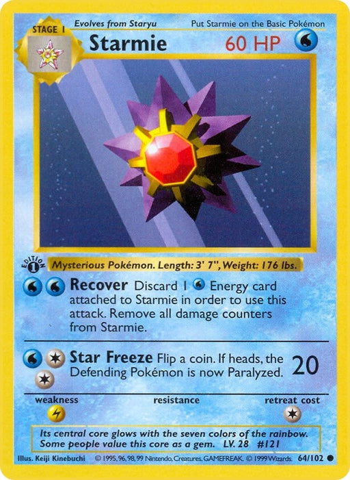 Image for Starmie (064/102) (Unlimited) [Base Set (Shadowless)] - Pokemon