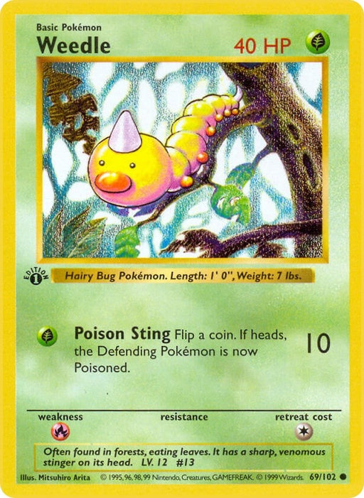 Image for Weedle (069/102) (1st Edition) [Base Set (Shadowless)] - Pokemon