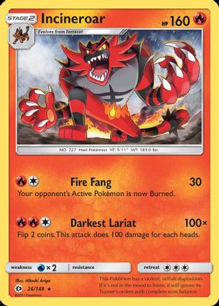 Incineroar (26/149) [Sun & Moon: Base Set] — KanZenGames
