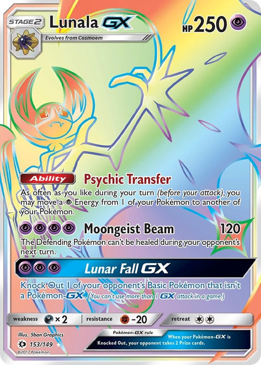 Image for Lunala GX (Secret) (153/149) (Holofoil) [SM Base Set] - Pokemon