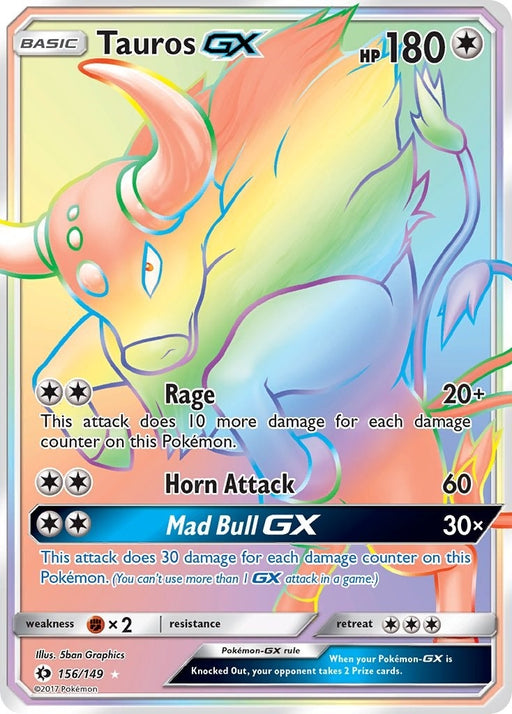 Image for Tauros GX (Secret) (156/149) (Holofoil) [SM Base Set] - Pokemon