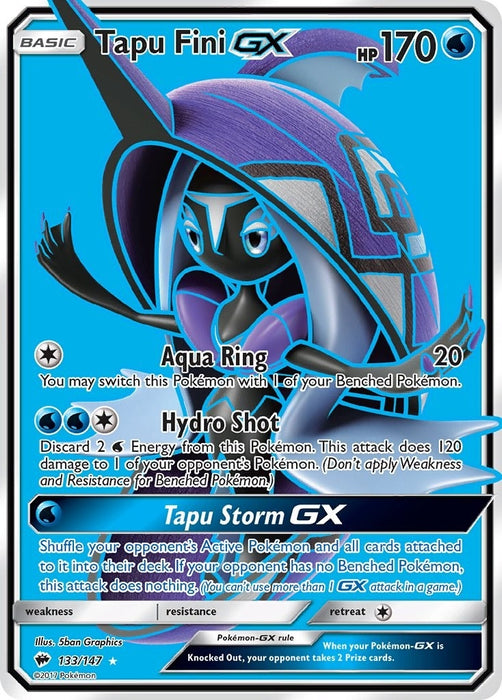 Image for Tapu Fini GX (Full Art) (133/147) (Holofoil) [SM - Burning Shadows] - Pokemon