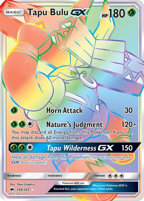 Image for Tapu Bulu GX (Secret) (149/147) (Holofoil) [SM - Burning Shadows] - Pokemon