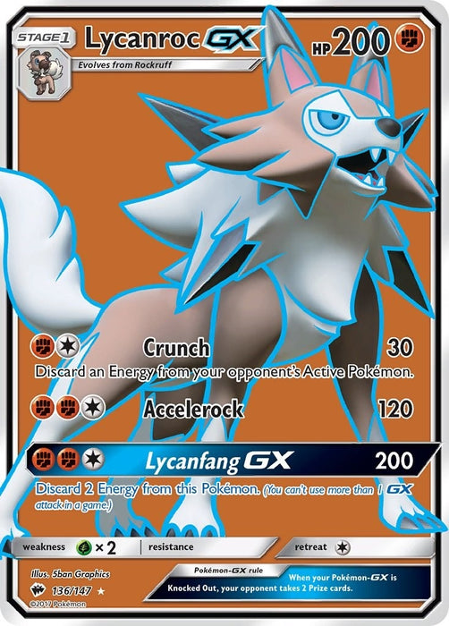 Image for Lycanroc GX (Full Art) (136/147) (Holofoil) [SM - Burning Shadows] - Pokemon