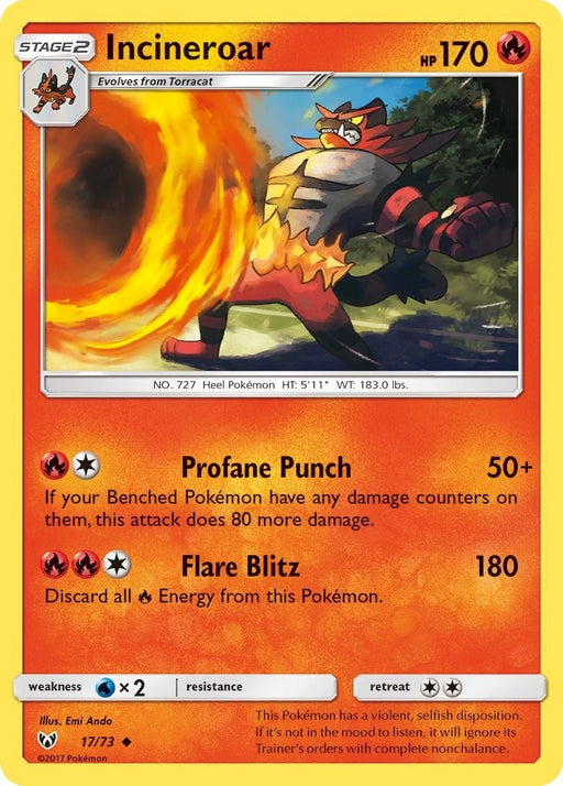 Image for Incineroar (17/73) (Reverse Holofoil) [Shining Legends] (SHL) - Pokemon