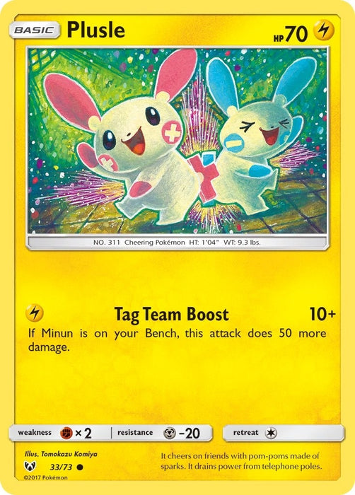 Image for Plusle (33/73) (Reverse Holofoil) [Shining Legends] (SHL) - Pokemon
