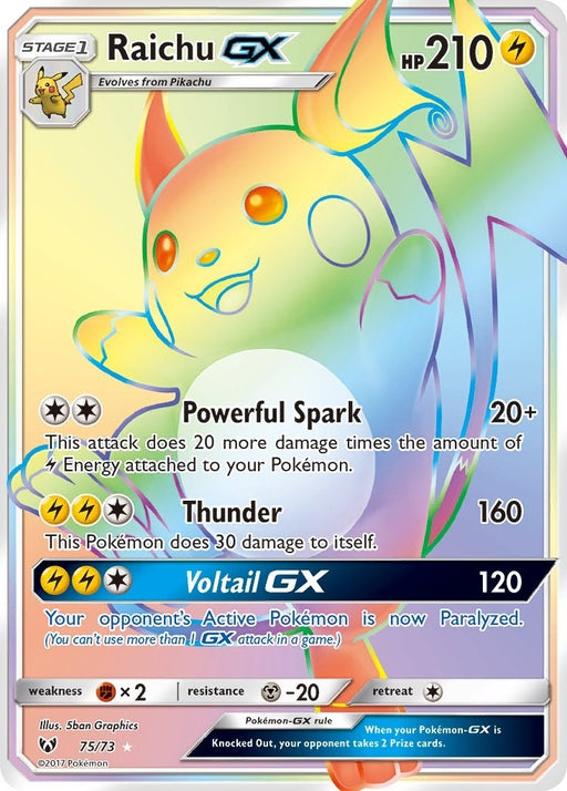 Image for Raichu GX (Secret) (75/73) (Holofoil) [Shining Legends] (SHL) - Pokemon