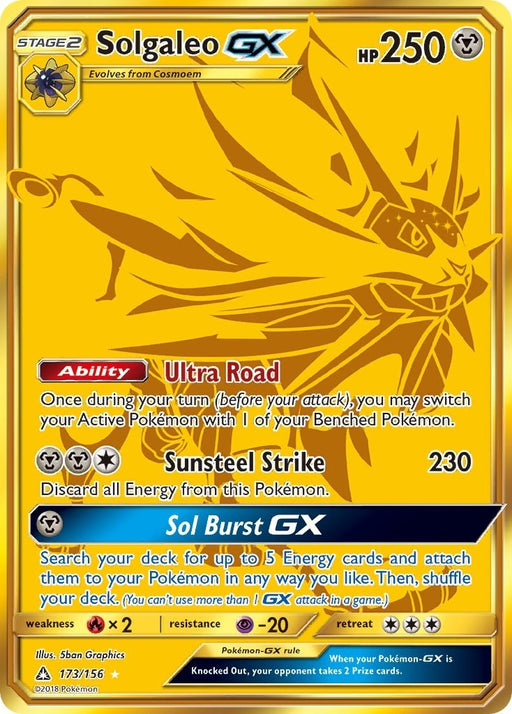 Image for Solgaleo GX (Secret Rare) (173/156) (Holofoil) [SM - Ultra Prism] - Pokemon