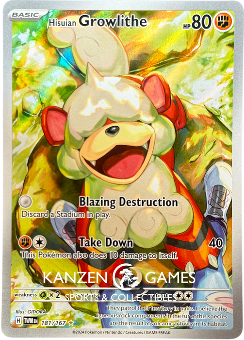 Hisuian Growlithe (181/167) Holofoil [SV06: Twilight Masquerade]