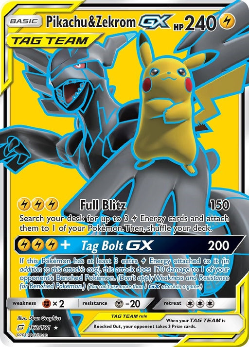 Image for Pikachu & Zekrom GX (Full Art) (162/181) (Holofoil) [SM - Team Up] - Pokemon