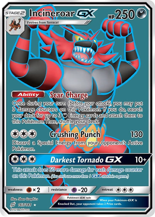 Image for Incineroar GX (Full Art) (167/181) (Holofoil) [SM - Team Up] - Pokemon