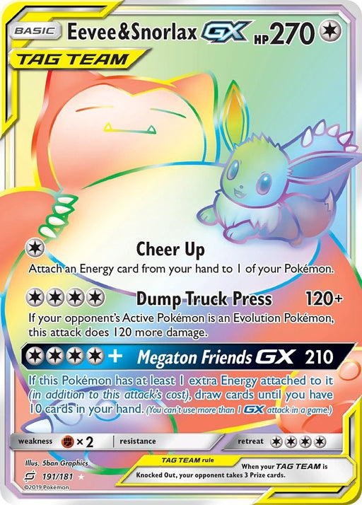 Image for Eevee & Snorlax GX (Secret) (191/181) (Holofoil) [SM - Team Up] - Pokemon