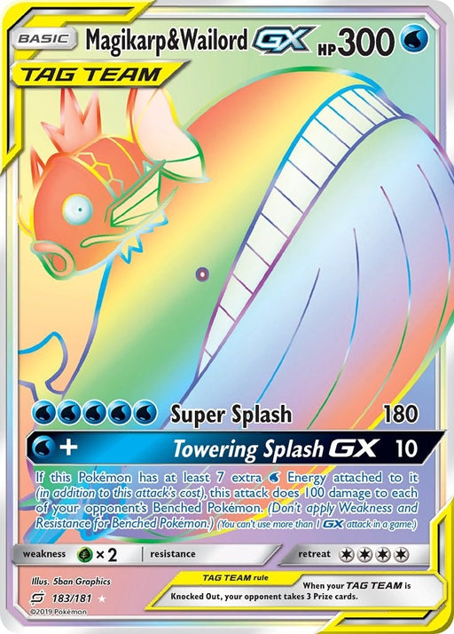 Image for Magikarp & Wailord GX (Secret) (183/181) (Holofoil) [SM - Team Up] - Pokemon
