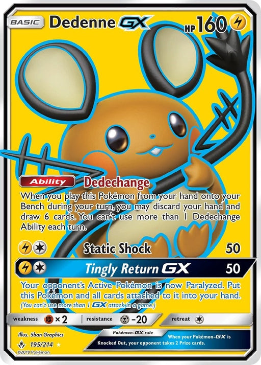 Image for Dedenne GX (Full Art) (195/214) (Holofoil) [SM - Unbroken Bonds] (SM10) - Pokemon