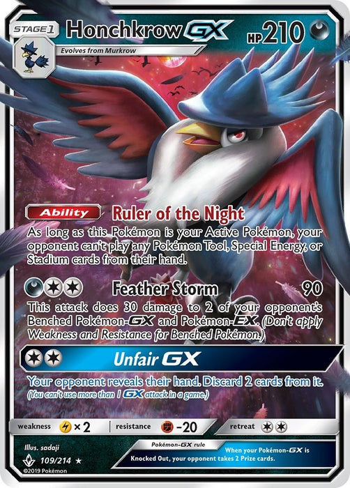 Image for Honchkrow GX (109/214) (Holofoil) [SM - Unbroken Bonds] (SM10) - Pokemon