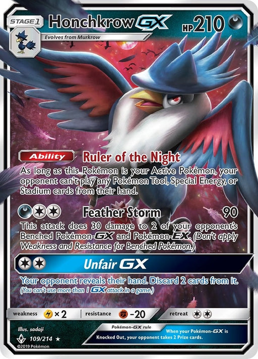 Image for Honchkrow GX (109/214) (Holofoil) [SM - Unbroken Bonds] (SM10) - Pokemon