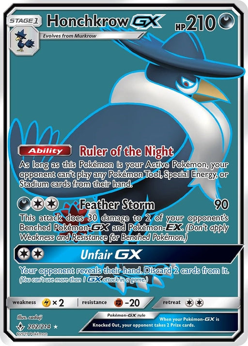 Image for Honchkrow GX (Full Art) (202/214) (Holofoil) [SM - Unbroken Bonds] (SM10) - Pokemon