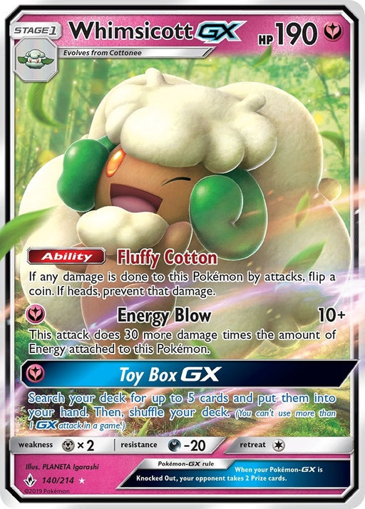 Image for Whimsicott GX (140/214) (Holofoil) [SM - Unbroken Bonds] (SM10) - Pokemon
