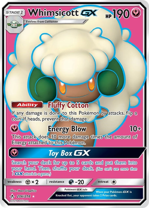 Image for Whimsicott GX (Full Art) (206/214) (Holofoil) [SM - Unbroken Bonds] (SM10) - Pokemon