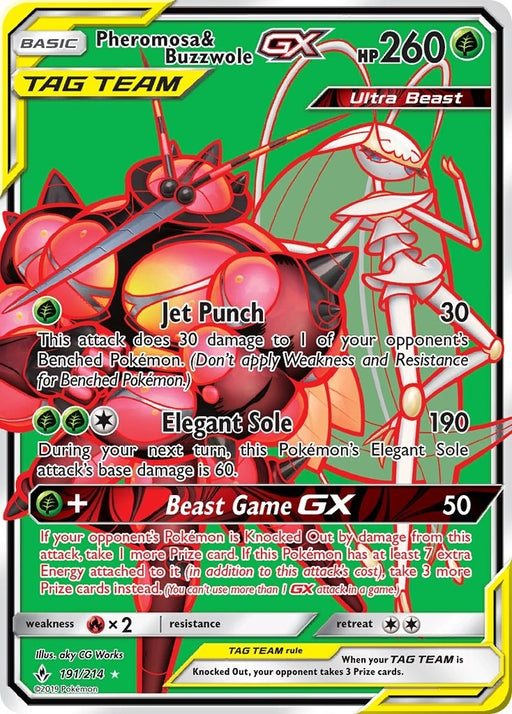 Image for Pheromosa & Buzzwole GX (191) (Full Art) (191/214) (Holofoil) [SM - Unbroken Bonds] (SM10) - Pokemon