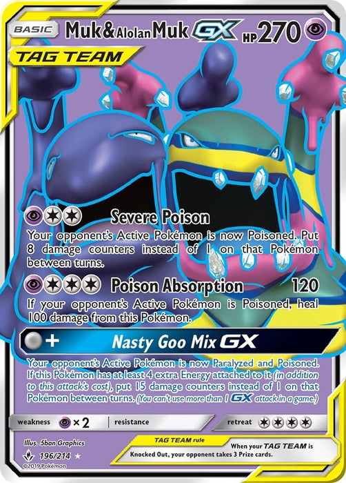 Image for Muk & Alolan Muk GX (196) (Full Art) (196/214) (Holofoil) [SM - Unbroken Bonds] (SM10) - Pokemon